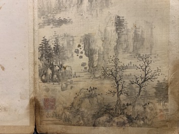 Dong Bangda (China, 1699-1769), attributed: album with eight landscapes, ink on paper