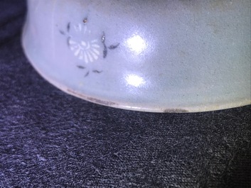 Two Korean celadon porcelain bowls, Goryeo/Joseon, 14/15th C.