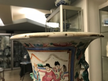 Two Chinese famille rose vases with court scenes, 19th C.