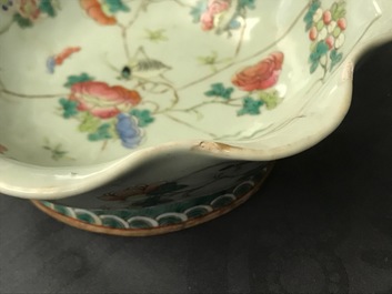 Six Chinese celadon bowls and a pair of bowls on stands for the Peranakan or Straits market, 19th C.