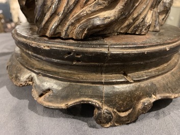 Two Chinese wooden brush pots, 19/20th C.