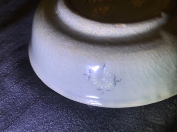 Two Korean celadon porcelain bowls, Goryeo/Joseon, 14/15th C.