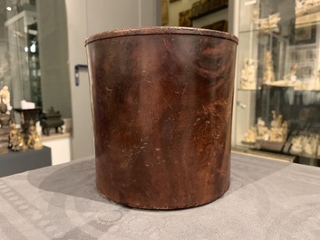 Two Chinese wooden brush pots, 19/20th C.