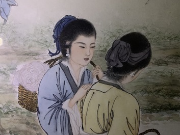 Qiu Qiyun, He Dunren, Chen Shoumei (China, 20th C.): three framed works, ink and color on paper