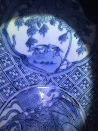 A large Chinese blue and white Swatow bowl, Ming