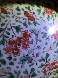 A Chinese famille verte dish and a monochrome green plate, Kangxi