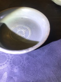 Two Korean celadon porcelain bowls, Goryeo/Joseon, 14/15th C.