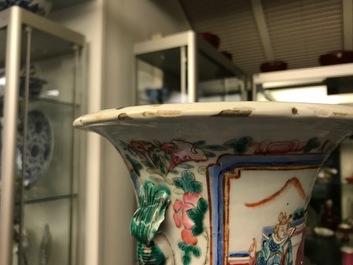 Two Chinese famille rose vases with court scenes, 19th C.