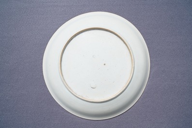 A Chinese famille verte dish with floral design, Kangxi