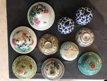 Ten various Chinese porcelain covers, 18th C. and later