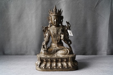 A Chinese Ming-style bronze model of Buddha, Qianlong