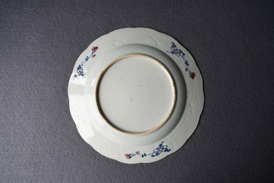 A pair of Chinese famille rose 'Tobacco leaf' plates, Qianlong