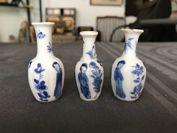 Ten fine Chinese blue and white miniature vases, Kangxi
