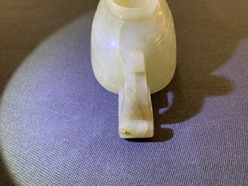 A Chinese pale yellow jade libation cup, 19th C.