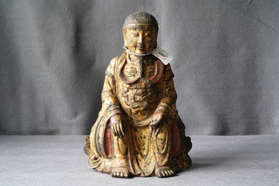 A Chinese gilt-lacquered bronze figure of Zhenwu, Ming
