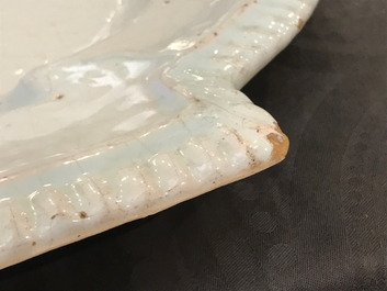 A large lobed oval white Delft dish, 18th C.