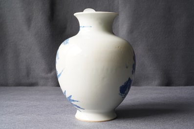 A Chinese blue and white 'Romance of the Western Chamber' vase, 19th C.