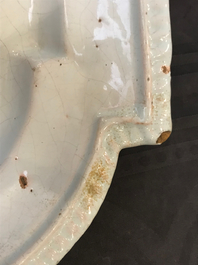 A large lobed oval white Delft dish, 18th C.