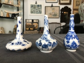 Ten fine Chinese blue and white miniature vases, Kangxi