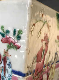 A pair of Chinese famille rose jardini&egrave;res and two celadon bowls, 19th C.