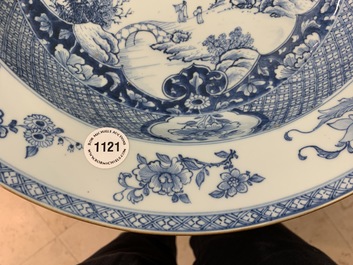 A Chinese blue and white 'river landscape' basin, Qianlong