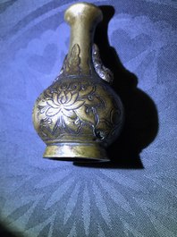 Three Chinese bronze miniature vases, 17/18th C.