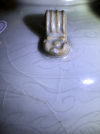An incised Chinese celadon-glazed Swatow vase, Ming