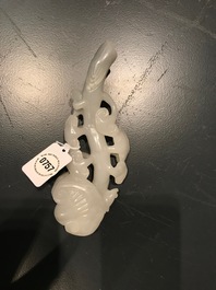 A Chinese white jade lingzhi model, 19/20th C.