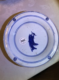 Three Chinese blue and white ko-sometsuke plates with scholars, Tianqi