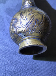 Three Chinese bronze miniature vases, 17/18th C.