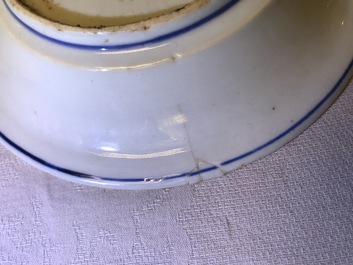 Three Chinese blue and white ko-sometsuke plates with scholars, Tianqi
