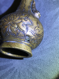 Three Chinese bronze miniature vases, 17/18th C.