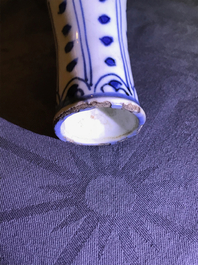Five Chinese blue and white bottle vases, Wanli