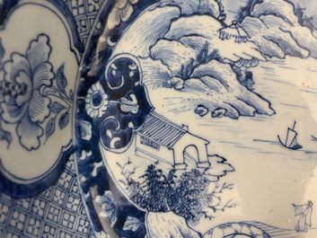 A Chinese blue and white 'river landscape' basin, Qianlong