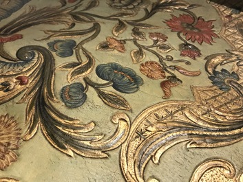 Twee stukken goudleerbehang, Vlaanderen of Nederland, 18e eeuw
