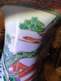 Three Chinese famille rose and verte vases, 19/20th C.