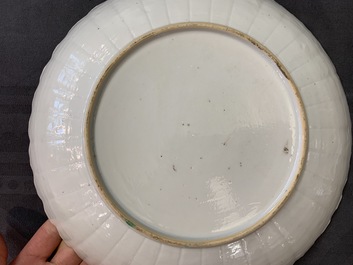 A pair of lobed Chinese famille verte Kakiemon-style 'tiger' plates, Kangxi