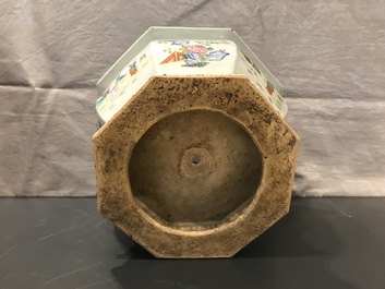 A fine hexagonal Chinese famille rose jardini&egrave;re, Qianlong