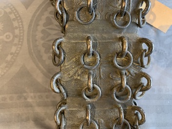 A Chinese archaistic ringed bronze fanggu vase, Ming