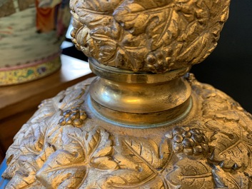 A pair of massive gilt bronze-mounted S&egrave;vres porcelain ewers and a jardini&egrave;re, France, 19th C.