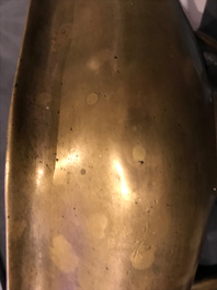 A Chinese quatrefoil gold-splashed bronze censer, Fei Ge mark, 17/18th C.
