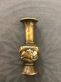 Three Chinese bronze miniature vases, 17/18th C.