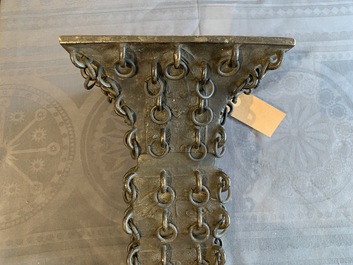 A Chinese archaistic ringed bronze fanggu vase, Ming