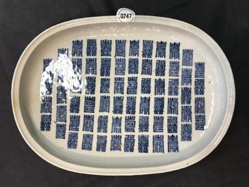 A Chinese blue and white 'Bleu de Hue' Vietnamese market tray, 19th C.