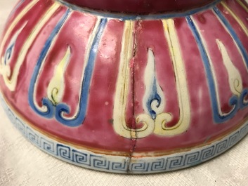 Two Chinese famille rose Buddhist altar ornaments, Qianlong mark, 19th C.