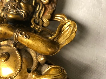 Une figure de Palden Lhamo en bronze dor&eacute;, Tibet, 17&egrave;me