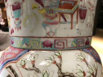Four Chinese famille rose vases, 19th C.