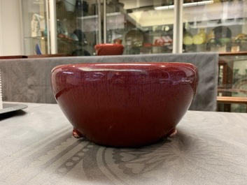Four Chinese sang de boeuf alms bowls, 19/20th C.