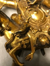 Une figure de Palden Lhamo en bronze dor&eacute;, Tibet, 17&egrave;me