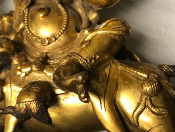 Une figure de Palden Lhamo en bronze dor&eacute;, Tibet, 17&egrave;me